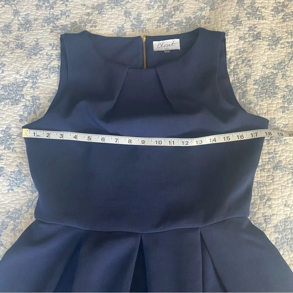 Closet London Navy and Cream Pleated Coastal Preppy Mini Dress Size 10 - Picture 5 of 11